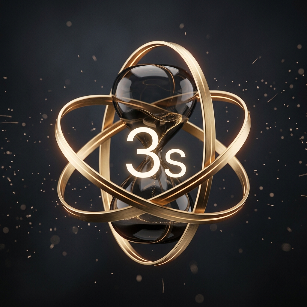 3 Seconds attention span hourglass countdown graphic